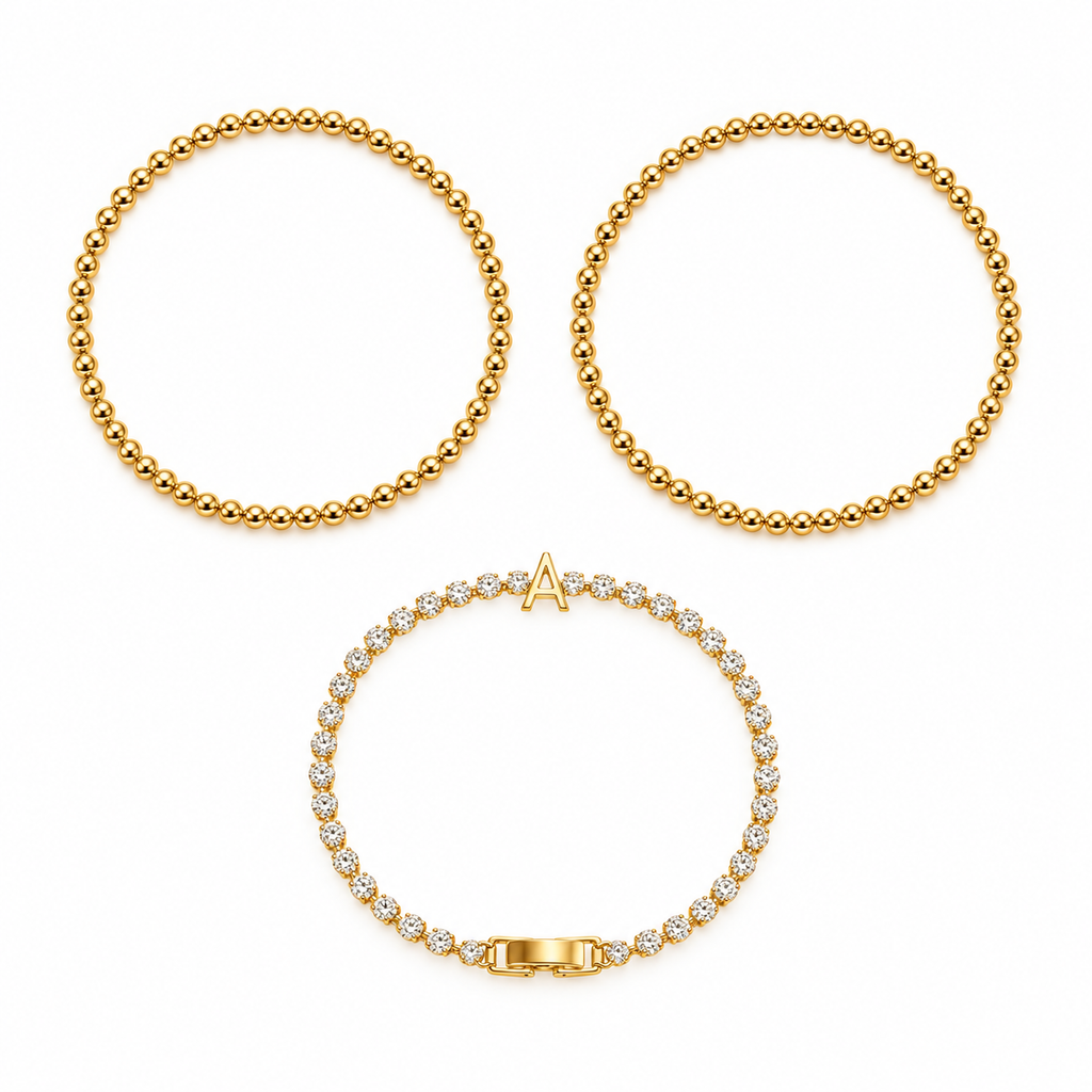Initial Crystal Bracelet Set