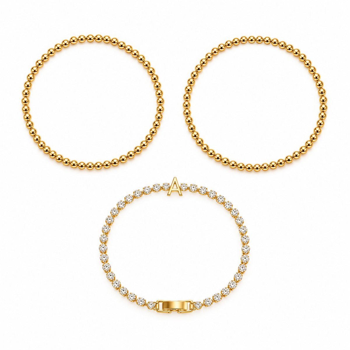 Initial Crystal Bracelet Set