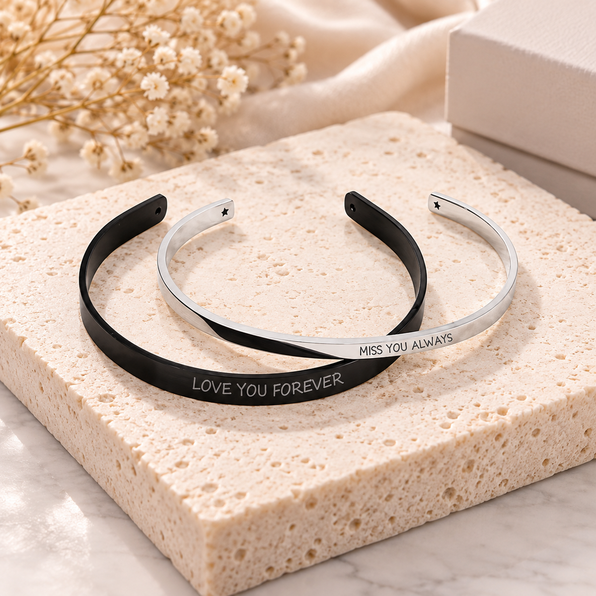 Personalized Couples Cuff Bracelet Set