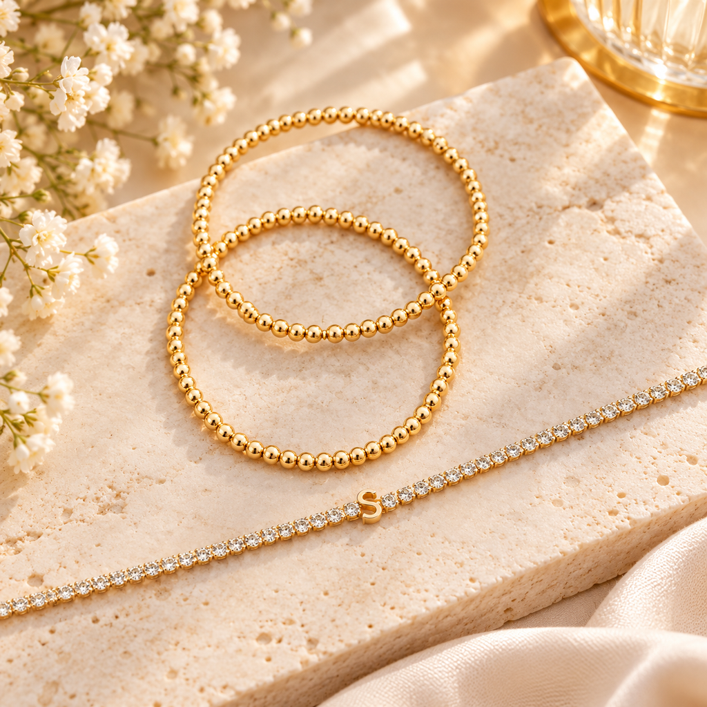 Initial Crystal Bracelet Set
