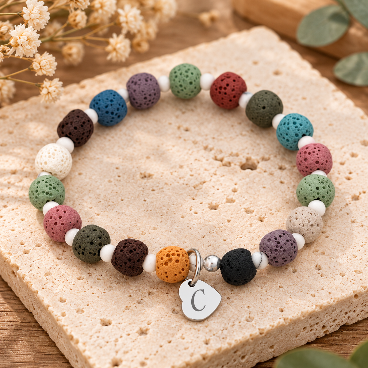 Personalized Lava Bead Bracelet