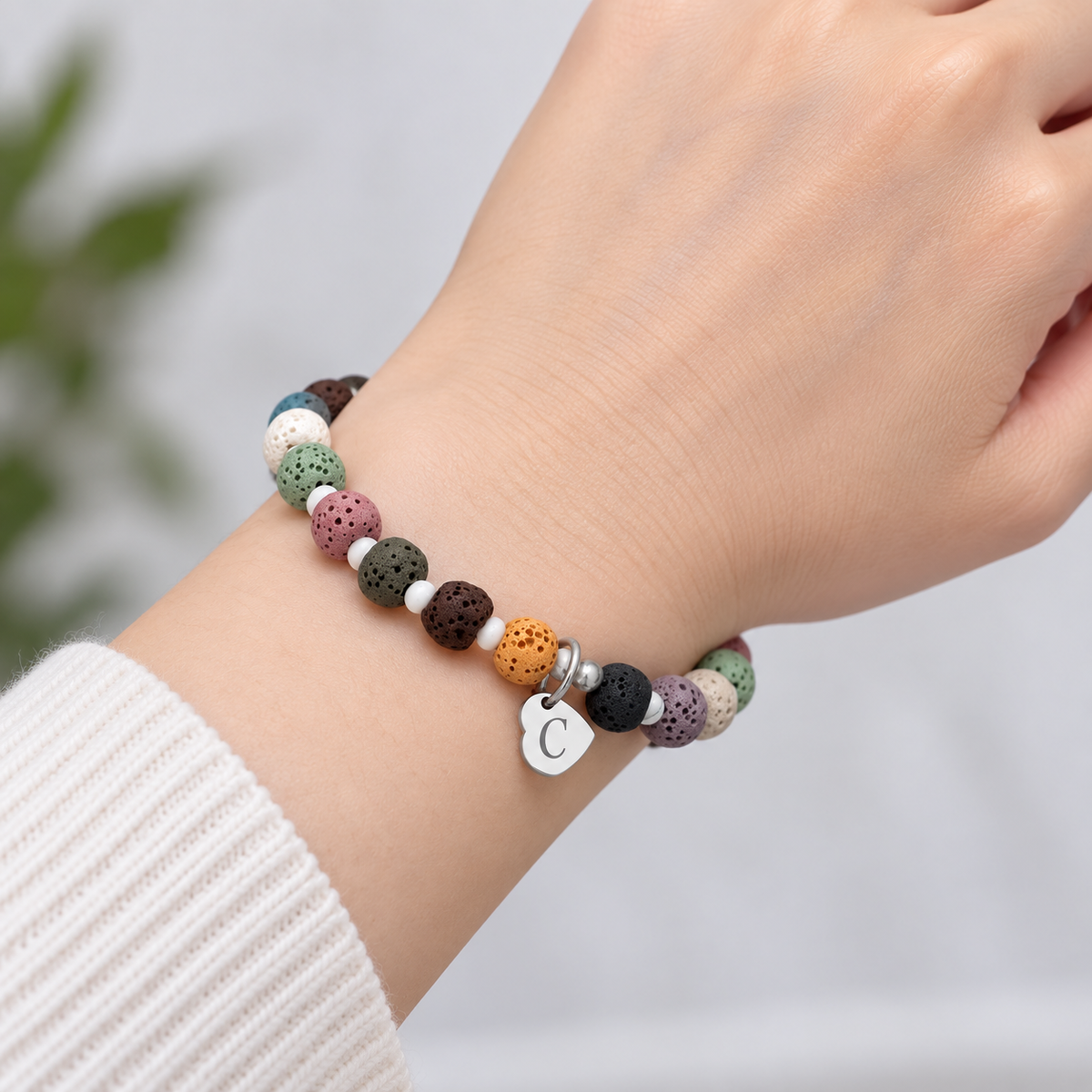 Personalized Lava Bead Bracelet