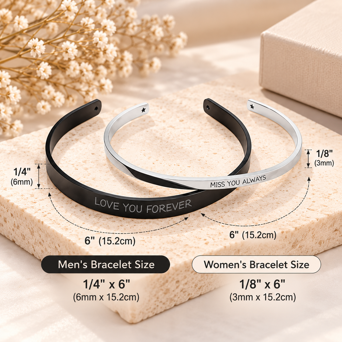 Personalized Couples Cuff Bracelet Set